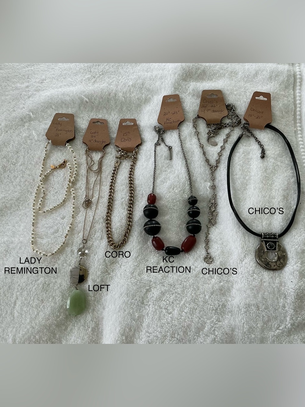 6-PIECE SET DESIGNER NECKLACES CHICO’S, CORO, LOFT, LADY REMINGTON, KC REACTION